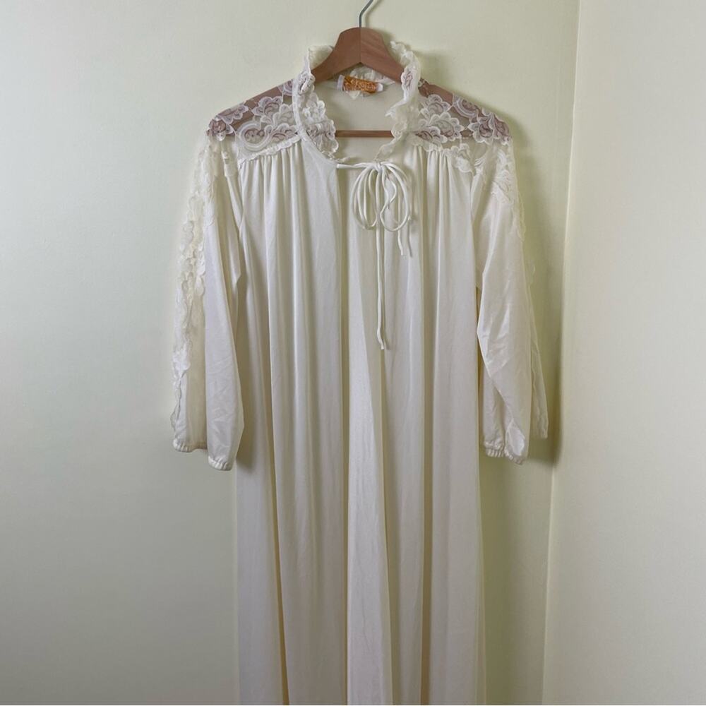 Vintage Ilise Stevens White Lace Nightgown Robe Made in USA SIZE SMALL - Picture 11 of 12